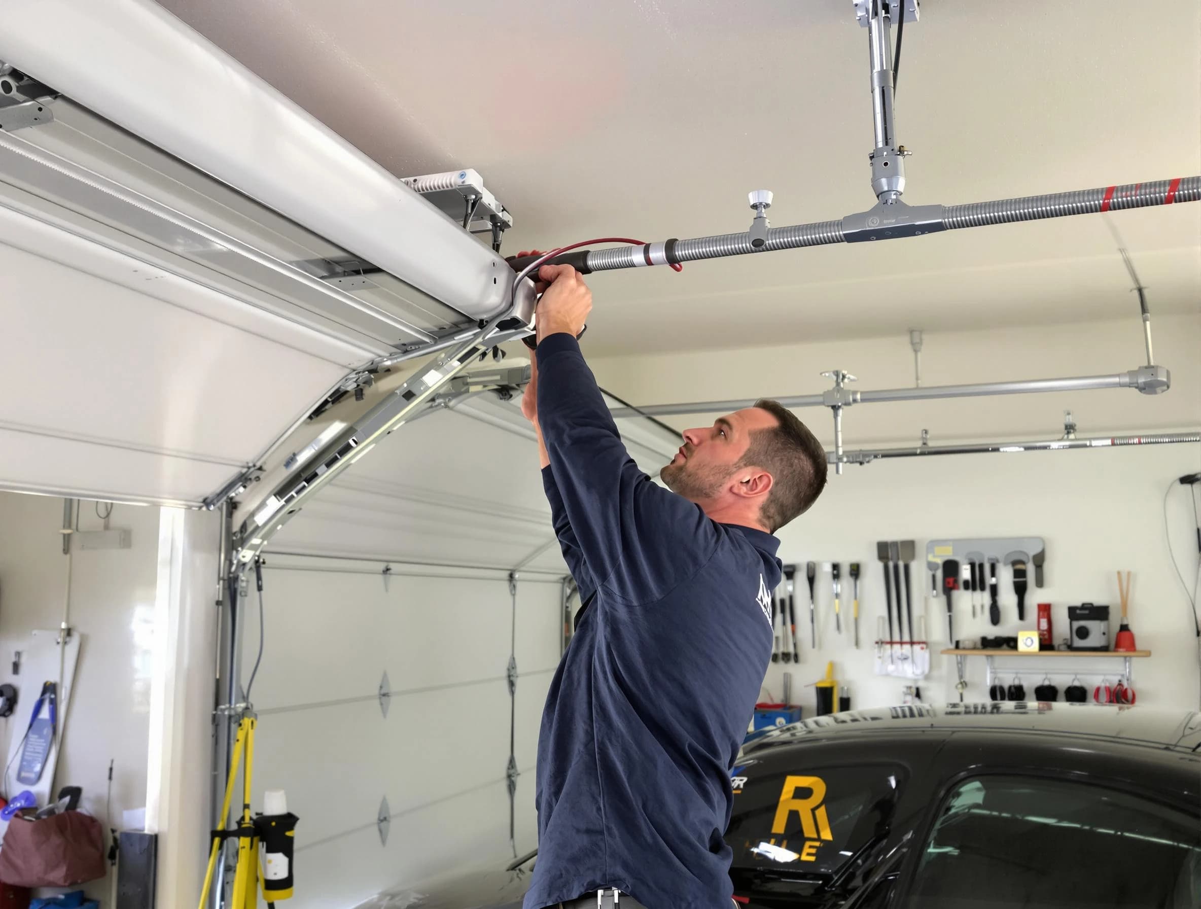 Billerica Garage Door Repair technician performing garage door cable repair in Billerica