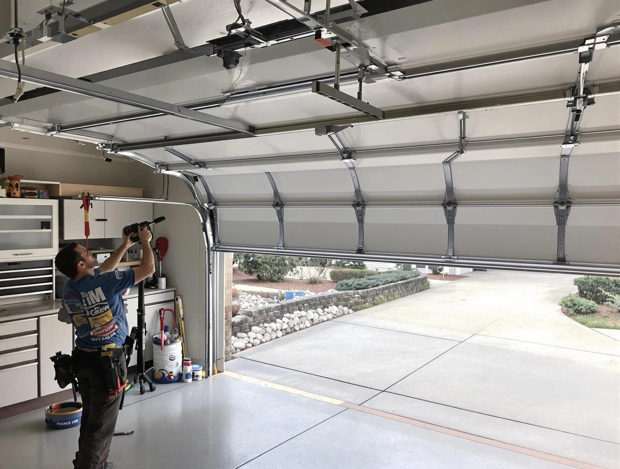 Garage door track repair service by Billerica Garage Door Repair in Billerica