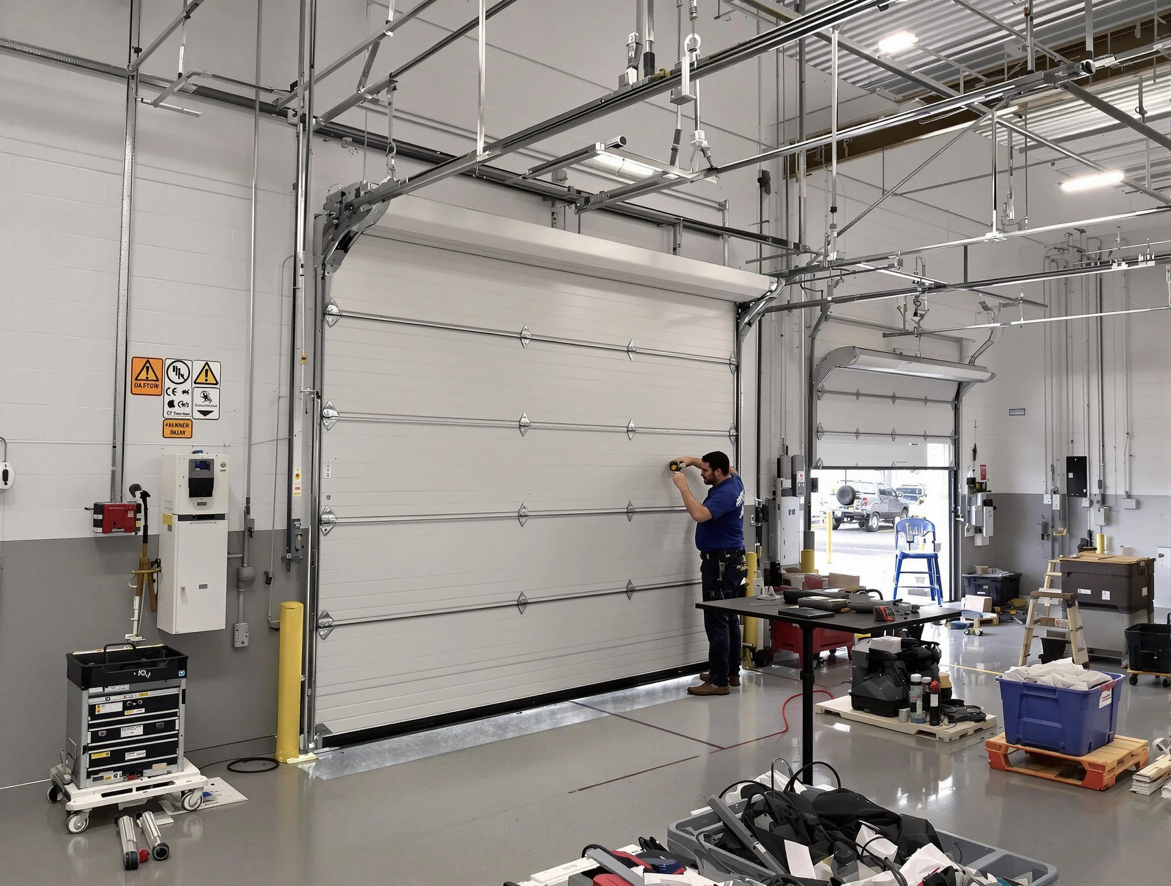 Commercial garage door repair being performed by Billerica Garage Door Repair expert in Billerica
